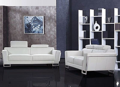Bellinda Modern White Leather Sofa Set