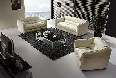 Beige leather sofa set VG71