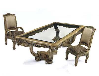 BT 033 Traditional Italian Dining Table with Glass top