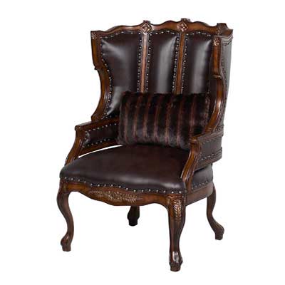 BT 066 Brown Leather Accent Arm Chair