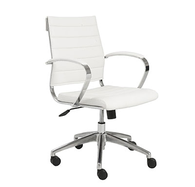 Axel Low Back White Office Chair with Armrests