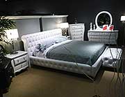 White Leatherette bed WH-077