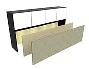 U-Shaped Office Desk With Glass Doors Hutch CH-V-675