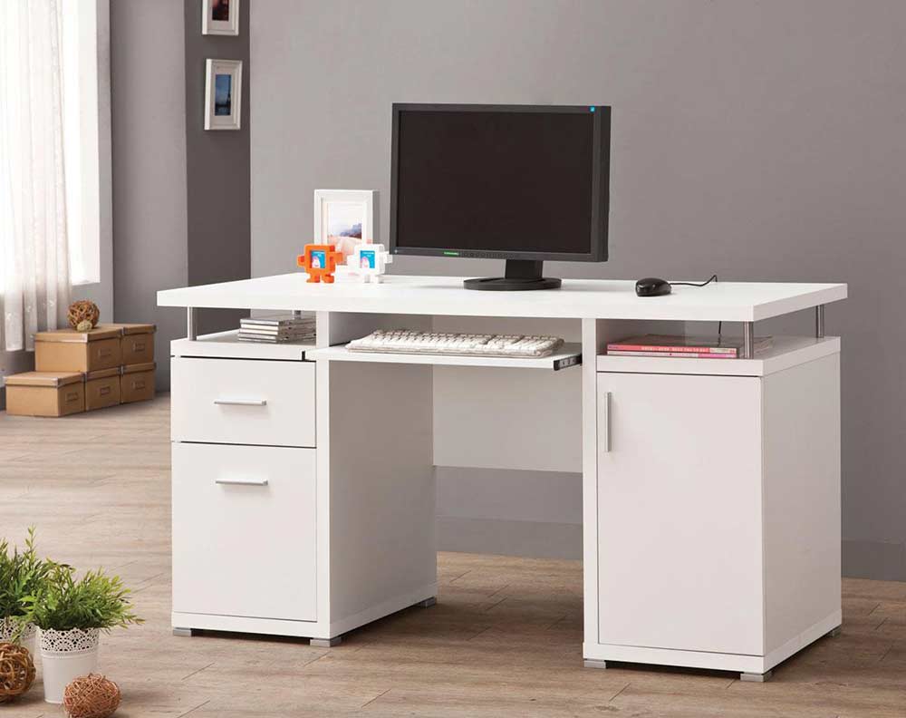 White contemporary computer deals desk