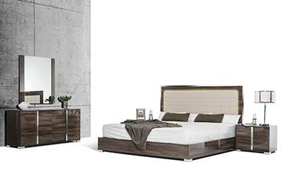 Modern Grey Glossy Bed Silvio