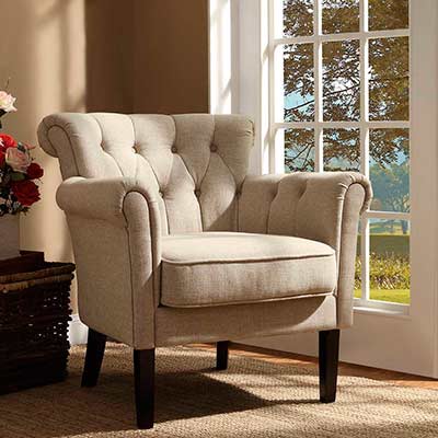 Oatmeal linen accent chair HE193