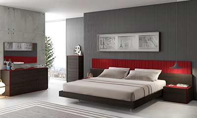 Red Lacquer With Wenge Bed SJ Lecia