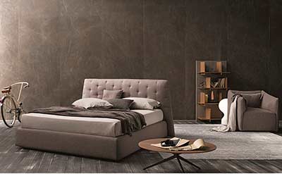 Modern Taupe Gray Fabric bed NJ082