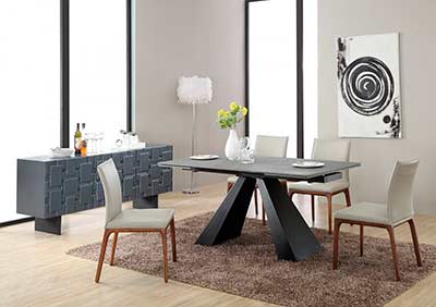 Modern Concrete Glass Extendable Dining Table VG911