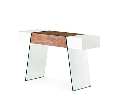 White and Walnut Console Table VG001