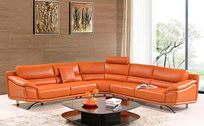 Modern Orange Leather Sectional Sofa EF533