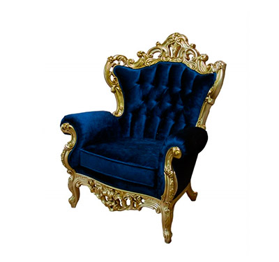Marine Blue Velvet Provincial Chair 146C