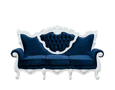Marine Blue Velvet Provincial Sofa 602