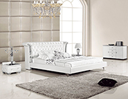 White Leather Bed with Nightstands AE293