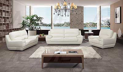 White Italian leather sofa set AEK 018