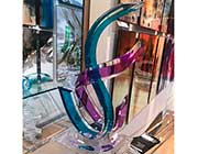 Turquoise and Violet Acrylic Sculpture by Muniz Plastics