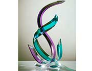 Turquoise and Violet Acrylic Sculpture by Muniz Plastics