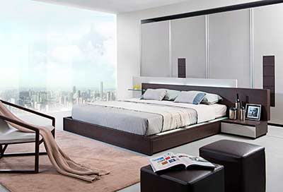 Brown Oak Grey Bed with Storage VG Genette