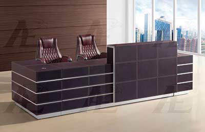 Brown Faux Leather Reception Desk AE 01