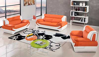 Orange Bonded Leather Sofa set AE 209