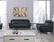 Black Genuine Leather Sofa set AE 150