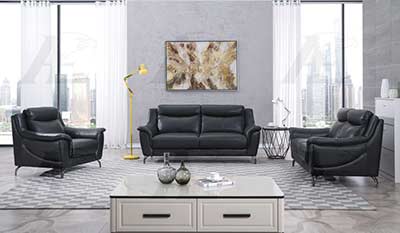 Black Genuine Leather Sofa set AE 150