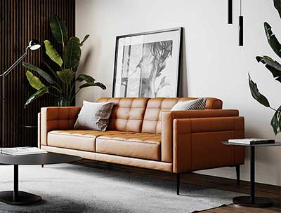 Murray 440 Tan Leather sofa by Moroni