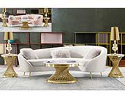 Blush Velvet Sofa DS Cedar