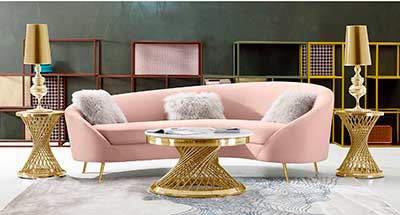 Blush Velvet Sofa DS Cedar