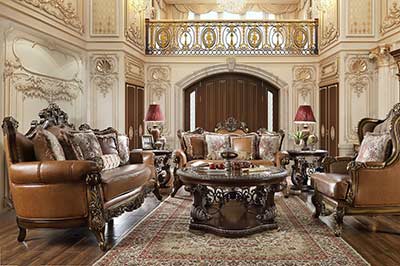 Classic Caramel Leather Sofa collection HD 55