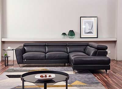 Black Leather Sectional sofa AE 8010
