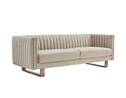 Beige Velvet Sofa AL Delbert