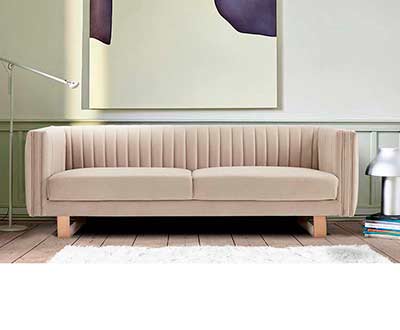 Beige Velvet Sofa AL Delbert