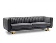 Beige Velvet Sofa AL Delbert