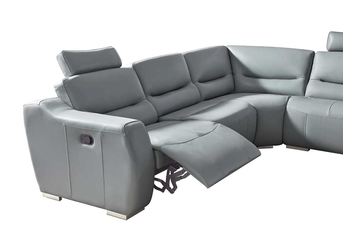 Modern Sectional Sofa Recliner Leather Gray Ef 144 4 