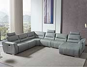 Gray Leather Sectional Sofa with Recliner EF 144