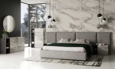 Gray Fabric Low Profile Bedroom VG Marinella