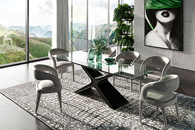 Extendable Glass dining Table VG Alfeo