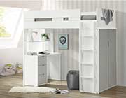 Loft Bed with Desk and Wardrobe in Pink Nerice by ACME
