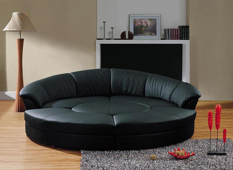 Round Leather Sectional Sofa