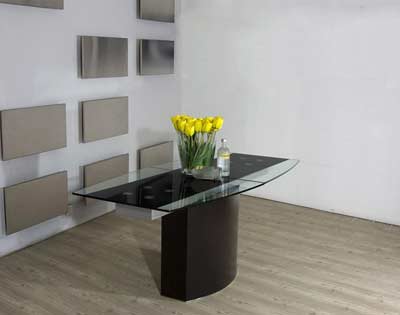 VG-688 Extendable Boat Shaped Glass Top Table