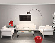 Modern White Leatherette Sofa Set Single