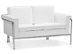 Modern White Leatherette Sofa Set Single