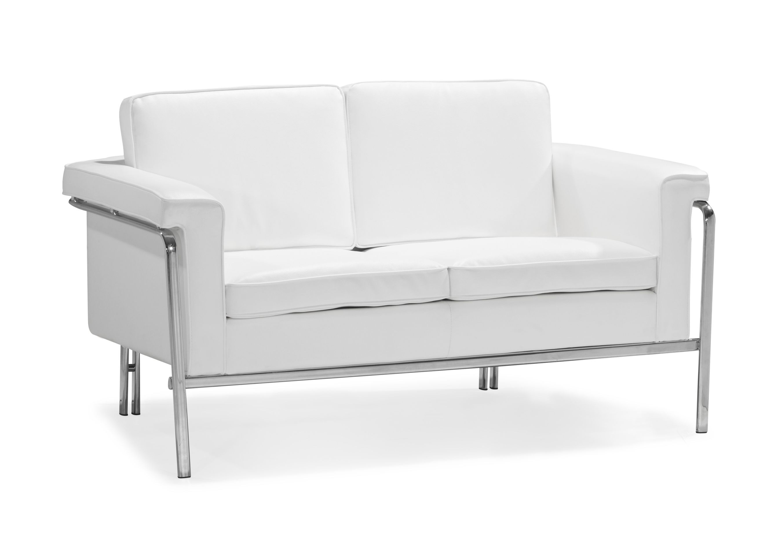 Modern White Leatherette Sofa Set Single