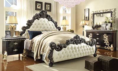 Traditional Tufted Eco Leather Bed HD8021
