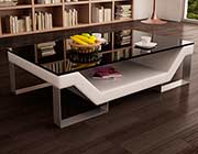 White Eco Leather Coffee Table with Glass Top VG 31