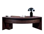 Modern Brown Oak Office Desk with Leather Top
