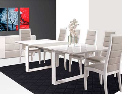 Extendible White Lacquer Dining table Nadine