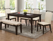 Contemporary Dining Table with Black Glass Center BM10