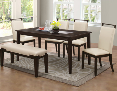 Contemporary Dining Table with Black Glass Center BM10